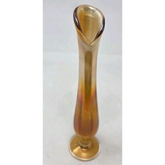 Vintage Swung Carnival Glass Vase Marigold Orange 12" - Picture 11 of 14